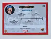 Foreigner Marvel Beginnings 2022 Vol 2 Series 1 Red Card #118 Back