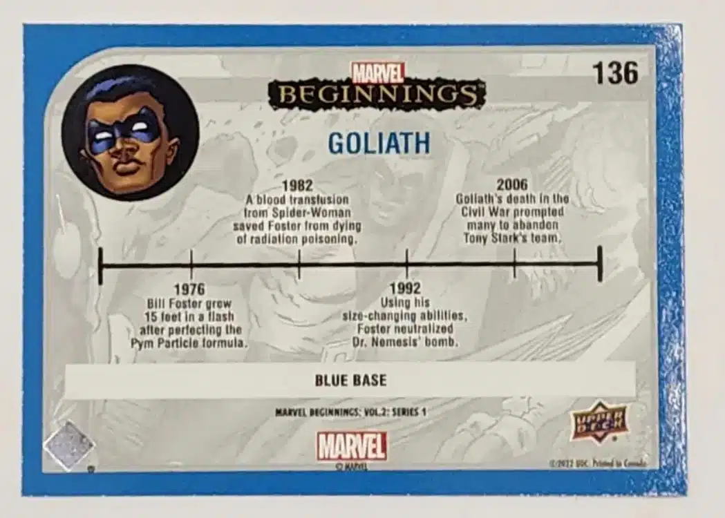 Goliath Beginnings 2022 Vol 2 Series 1 Card #136 Blue Border Back