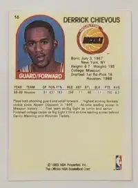 Derrick Chievous Hoops 1989 Card #16 back