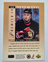 Radek Bonk Upper Deck SP 1995 Card# 9 of 30 Back